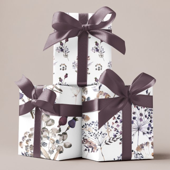 Feuilles de papier d'enveloppement botanique (Celebrate someone special with these boho watercolor floral wrapping paper sheets! )