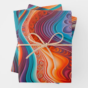 Feuilles de papier d'enveloppement coloré Psychede