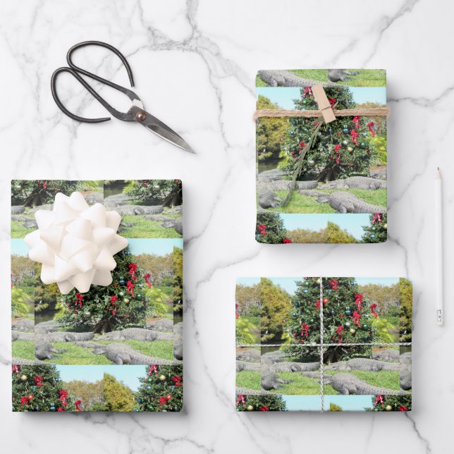 Feuilles de papier d'enveloppement d'arbre de Noël (Recto)