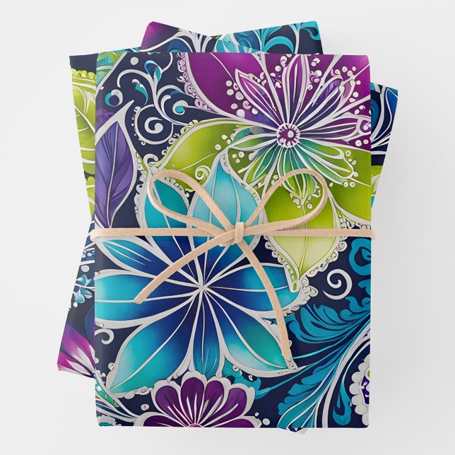 Feuilles de papier d'enveloppement d'art Batik Flo (Créateur téléchargé)