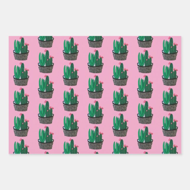 Feuilles de papier d'enveloppement de cactus moder (Devant 2)