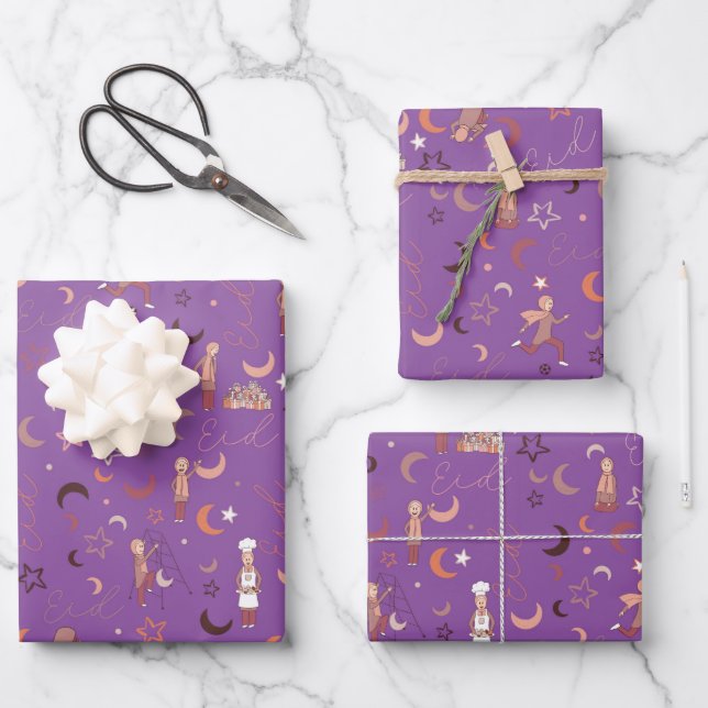Feuilles de papier d'enveloppement de cadeaux Aïd, (Recto)