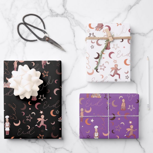 Feuilles de papier d'enveloppement de cadeaux Aïd, (Recto)