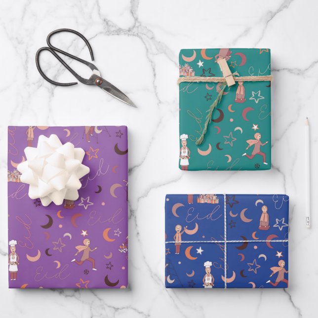 Feuilles de papier d'enveloppement de cadeaux Aïd, (Recto)