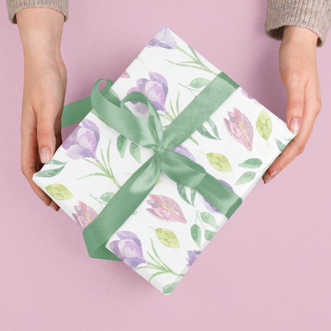 Feuilles de papier d'enveloppement de fleurs de pr (Celebrate someone special with these lovely pastel watercolor floral wrapping paper sheets! )