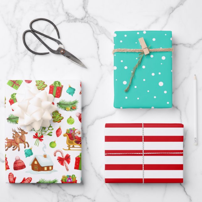 Feuilles de papier d'enveloppement de Noël (Recto)