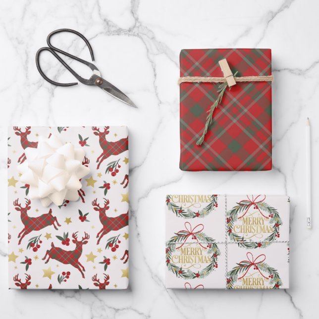 Feuilles de papier d'enveloppement de Noël de renn (Recto)