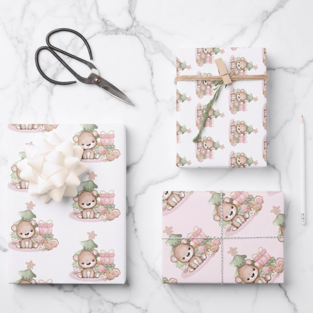 Feuilles de papier d'enveloppement de Noël mignonn (Recto)