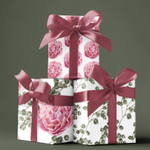 Feuilles de papier d'enveloppement de pivoine rose