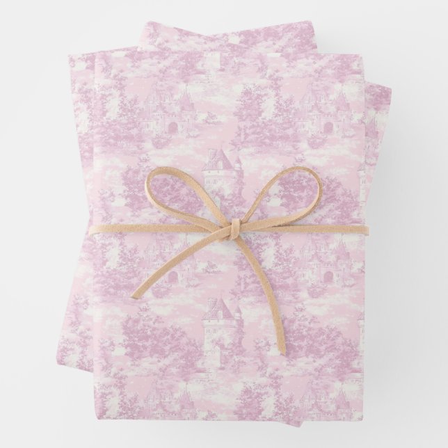 Feuilles de papier d'enveloppement de toile rose (En situation)
