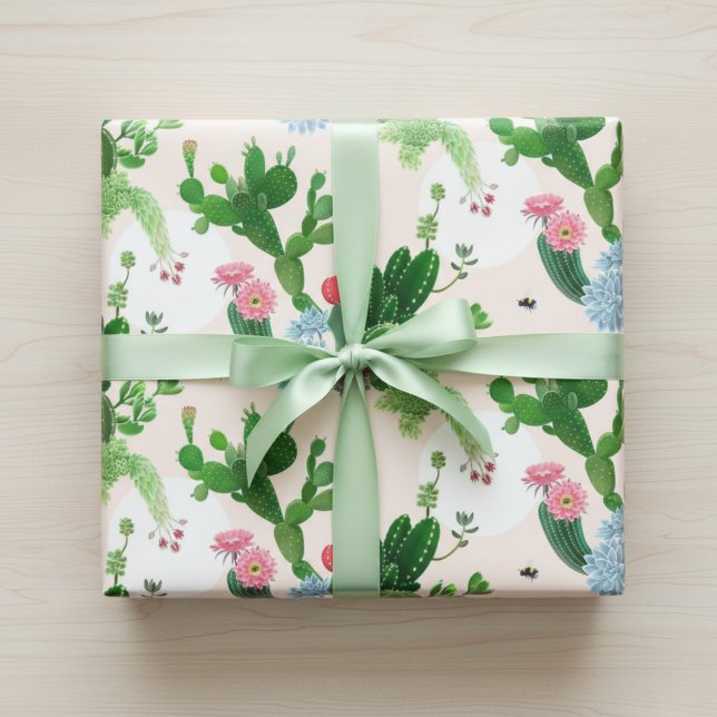 Feuilles de papier d'enveloppement d'oasis Succule (Succulent Oasis Wrapping Paper)