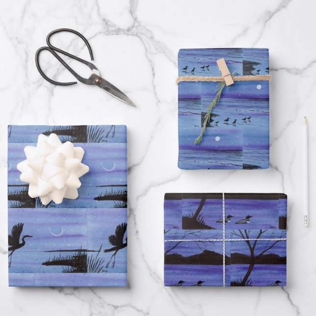 Feuilles de papier d'enveloppement d'oiseaux aquat (Recto)