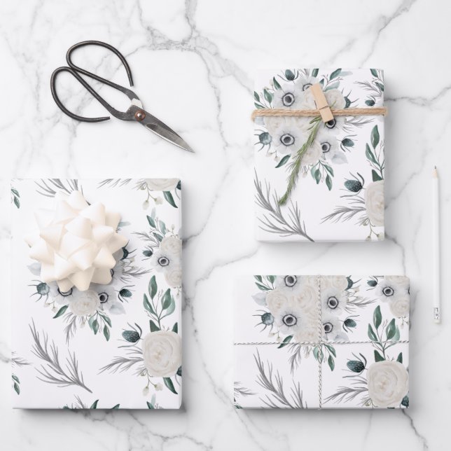 Feuilles de papier d'enveloppement floral d'aquare (Recto)