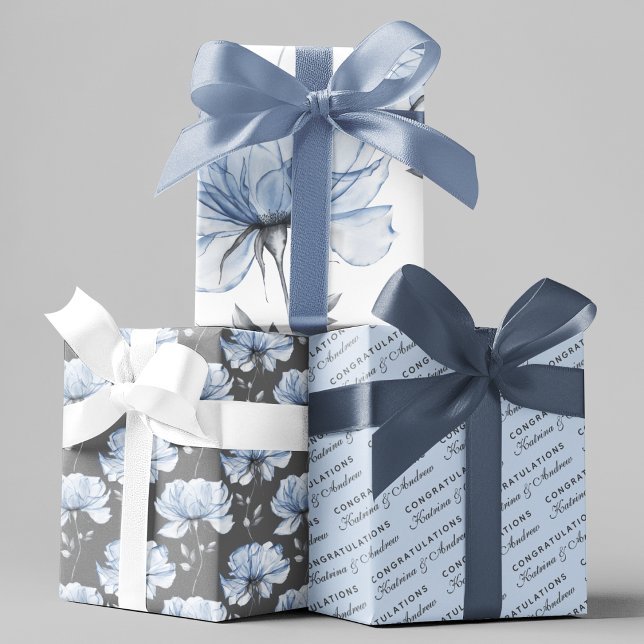 Feuilles de papier d'enveloppement Floral Mariage  (Celebrate a special couple with these personalized wrapping paper sheets! )