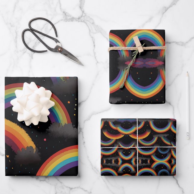 Feuilles de papier d'enveloppement Rainbows (Recto)