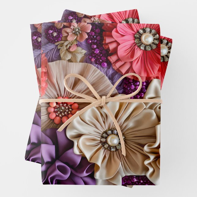 Feuilles de papier d'habillage en tissu floral col (Créateur téléchargé)