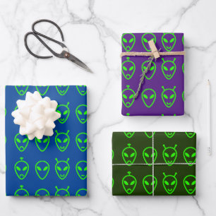 Feuilles de papier enveloppant Aliens verts néon
