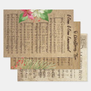 Feuilles de papier enveloppant de musique de Noël