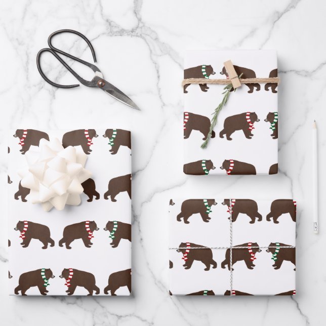 Feuilles de papier enveloppant les ours d'hiver (Recto)
