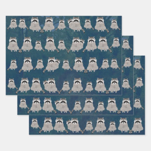 Feuilles de papier enveloppant Raccoons
