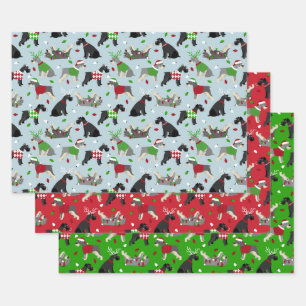Feuilles de papier enveloppant Schnauzer de Noël