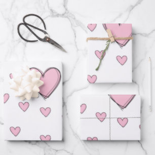 Feuilles de papier enveloppantes Coeurs roses de V