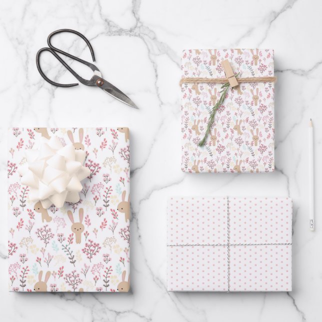 Feuilles de papier Motif de lapin de printemps mig (Recto)