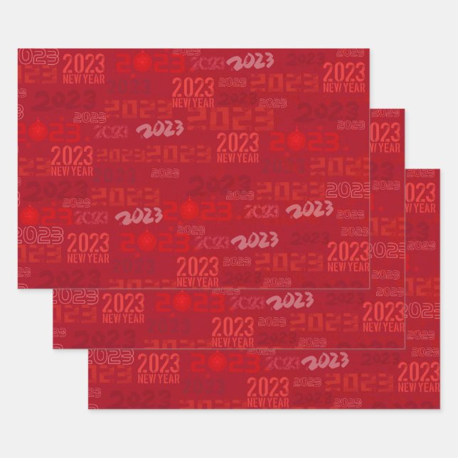 Feuilles de papier rouge pour le Nouvel An 2023 (Lot)
