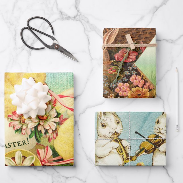Feuilles de papier vintage Happy Pâques (Recto)