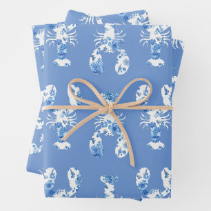 Feuilles d'enveloppement de homard bleu et blanc