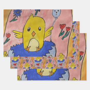 Feuilles d'enveloppement de poulet mignonnes de Pâ