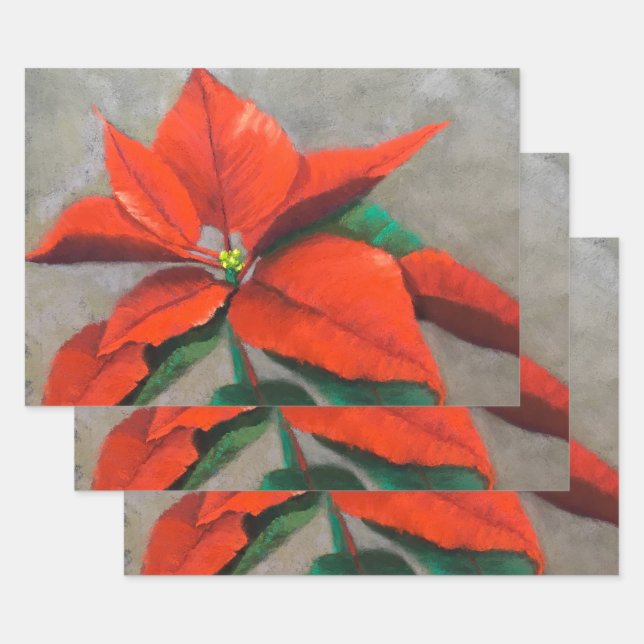 Feuilles d'enveloppes cadeaux de Noël Poinsettia (Lot)