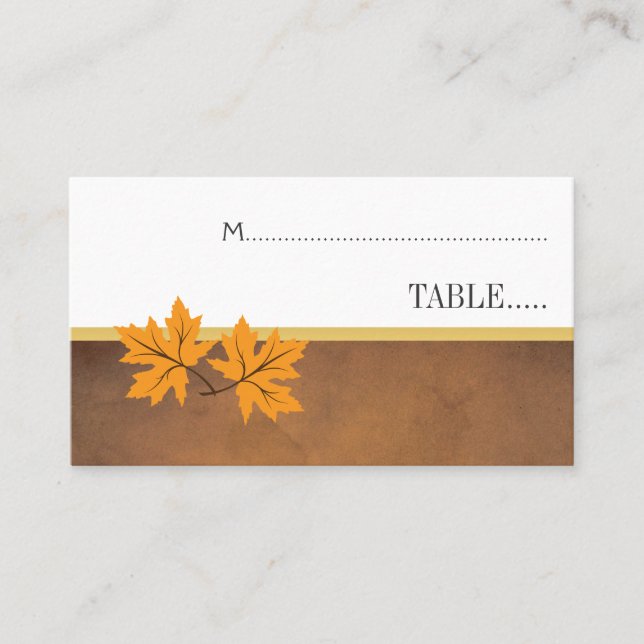 Feuilles d'érable orange sur carte mariage brun (Devant)