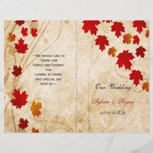 Feuilles d'érable rustique automne bi pli programm