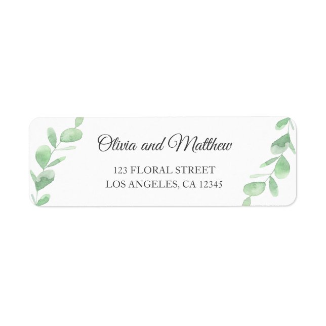 Feuilles d'eucalyptus verts. Adresse mariage simpl (Devant)
