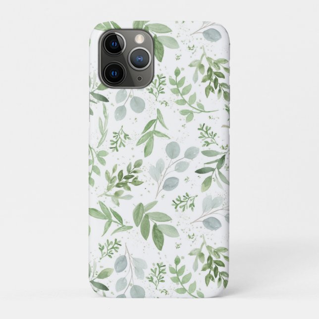 Feuilles d'IPhone 11 Pro Coque Houndstooth Eucalyp (Dos)