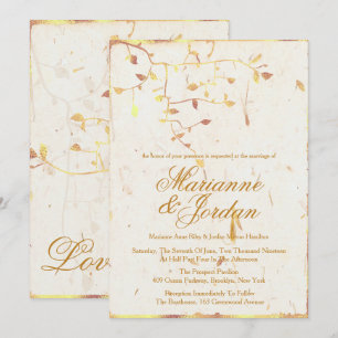 Feuilles d'or de la nature, invitations de mariage