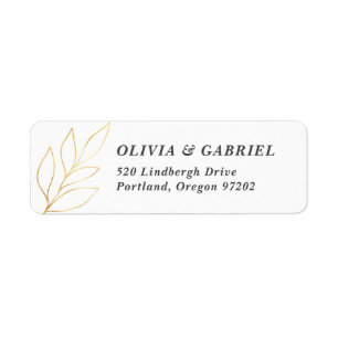 Feuilles d'or Elegant Mariage aéré Adresse de reto