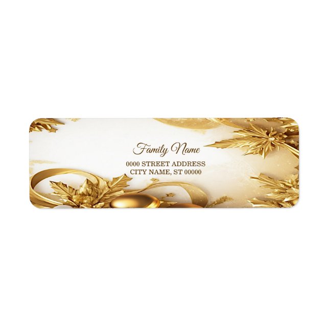 Feuilles d'or Noël Holiday Adresse de retour (Devant)