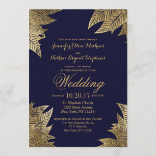 Feuilles d'or sur les invitations à des mariages b