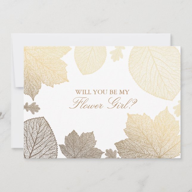 Feuilles d'or tombent Invitation de Fille Fleur Ma (Devant)