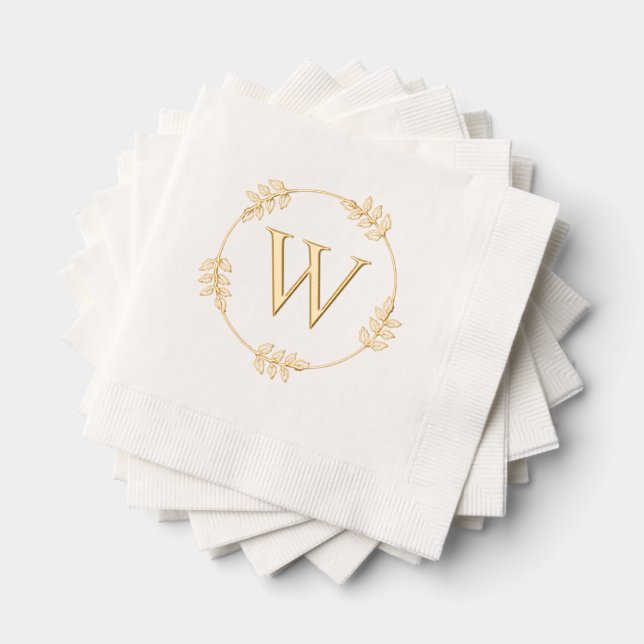 Feuilles élégants sur le cadre circulaire Monogram (Insitu (empilé))