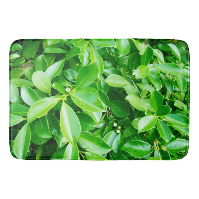 Feuilles en caoutchouc vert, tapis de bain en mous (Devant)