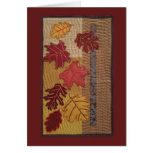 "Feuilles en chute" Art Quilt/ Maroon