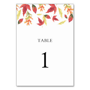 Feuilles en chute - numéro de table mariage