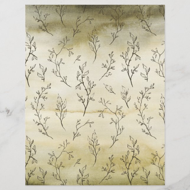 Feuilles esquissés sur papier d'aquarelle Brown (Devant)
