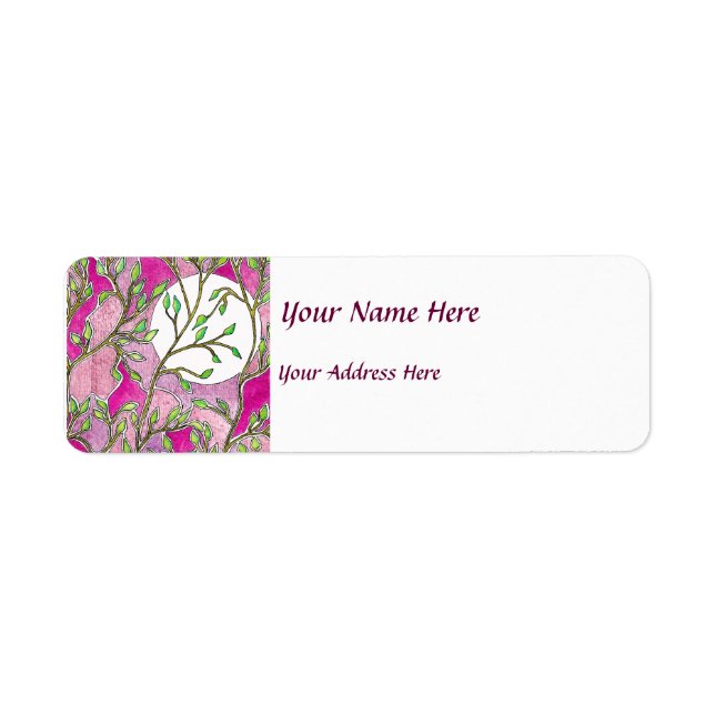 Feuilles et lune - Aquarelles roses (Devant)