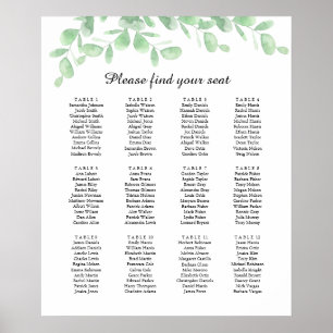 Feuilles eucalyptus. Poster de la carte de siège m