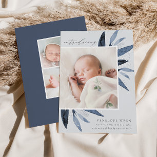 Feuilles gracieux Faire-part de naissance à huil