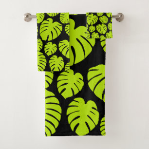 Feuilles Monstera en Lime Vert et noir